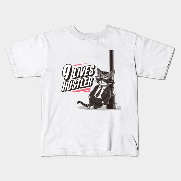 9 Lives Hustler Kids T-Shirt by Starart Designs